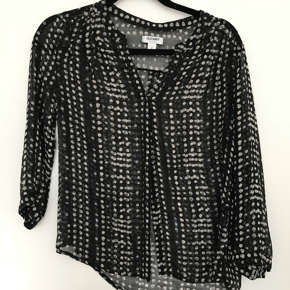 Black with white spots blouse